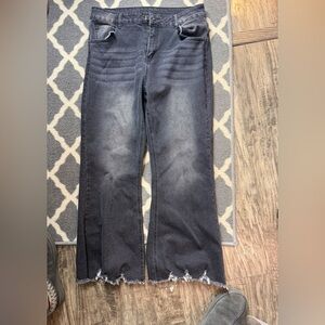 High Waisted Cropped Jeans  with Raw hem